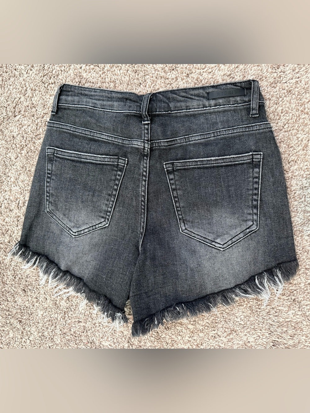 RISEN Women's High Rise Black Distressed Denim Shorts - Picture 6 of 6